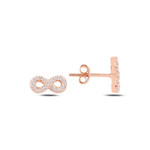Infinity stud earrings in sterling silver - Zehrai