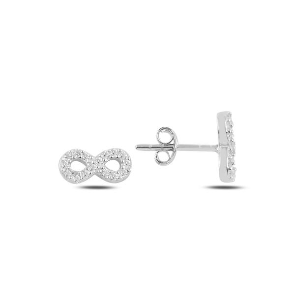 Infinity stud earrings in sterling silver - Zehrai