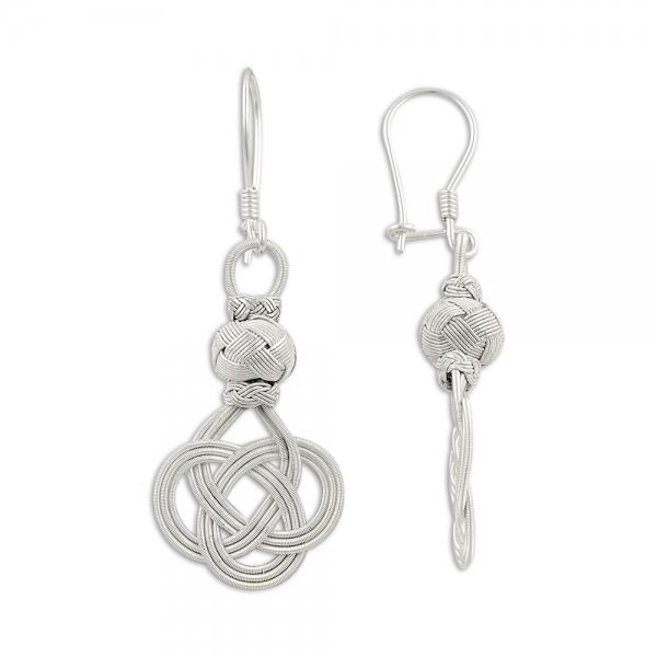 Kazaz Turkish head knot earrings in pure silver - Zehrai