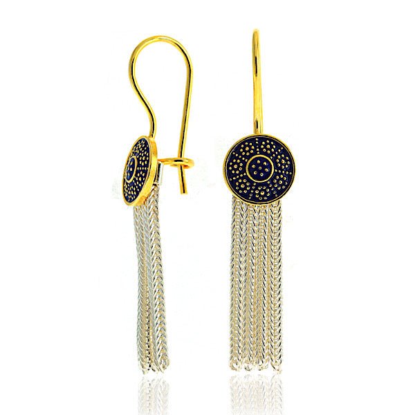 Knitted Hasir Tassel & Enamel Drop Earrings In Sterling Silver - Zehrai