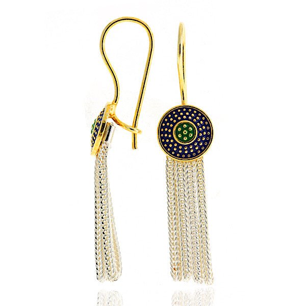 Knitted Tassel And Enamel Earrings In Sterling Silver - Zehrai