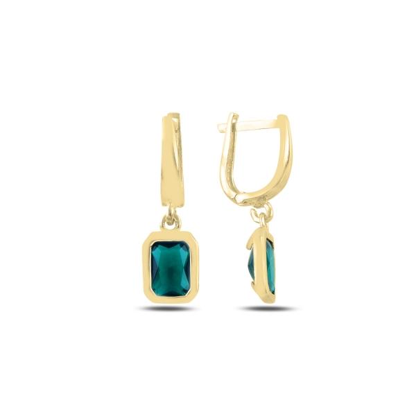 Lab created Paraiba dangle latch back earrings in sterling silver - Zehrai