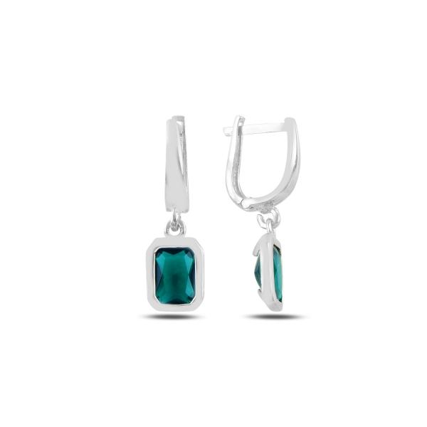 Lab created Paraiba dangle latch back earrings in sterling silver