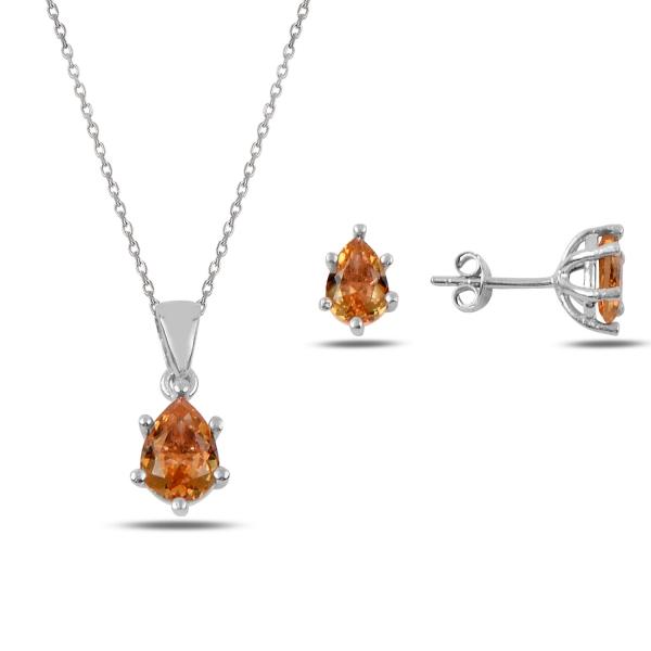 Lab created zultanite stud earrings and necklace set - Zehrai