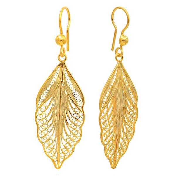 Leaf design filigree earrings - Zehrai