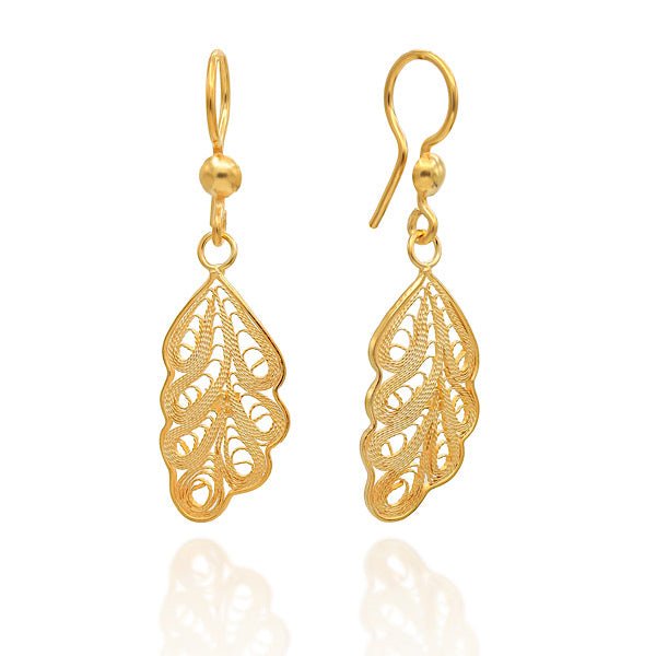 Little Leaf Filigree Earrings In Sterling Silver