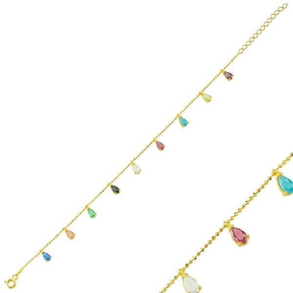 Multicolour Iced Dangle Bracelet In Sterling Silver