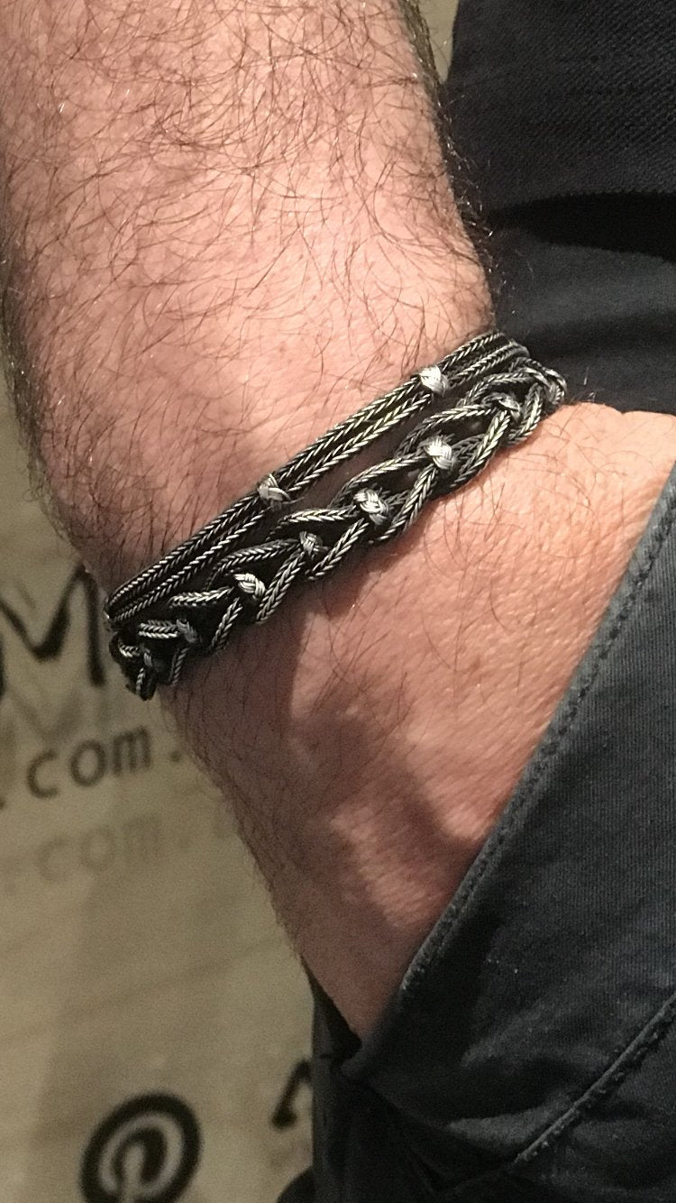 Oxidised Kazaz bracelet for man in pure silver - Zehrai