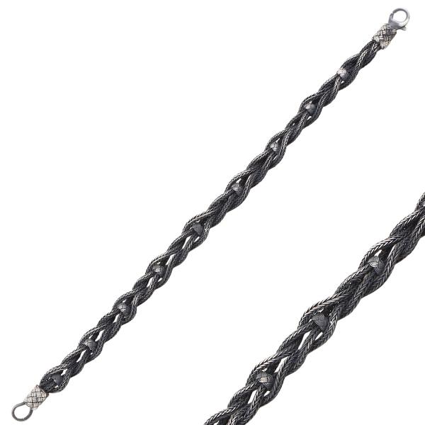 Oxidised Kazaz bracelet for Men in pure silver