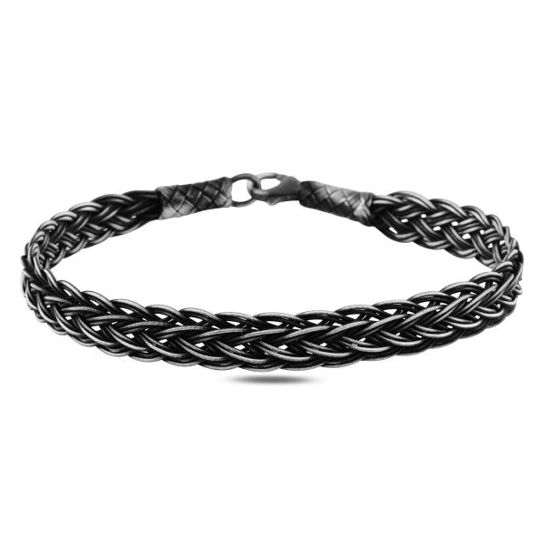 Oxidised kazaz men’s bangle in pure silver