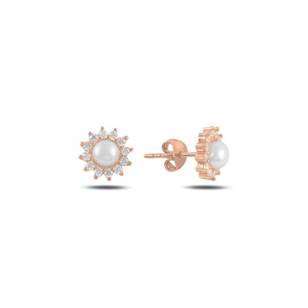 Pearl & Halo Solitaire CZ Stud Earrings