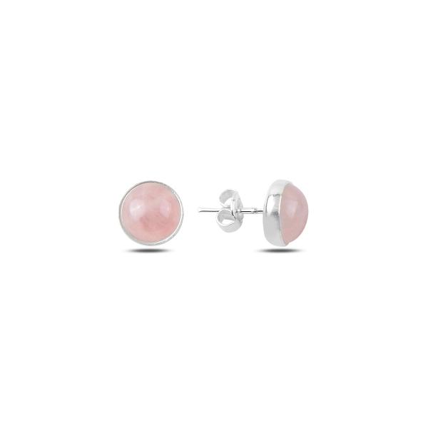 Pink quartz stud earrings in sterling silver - Zehrai