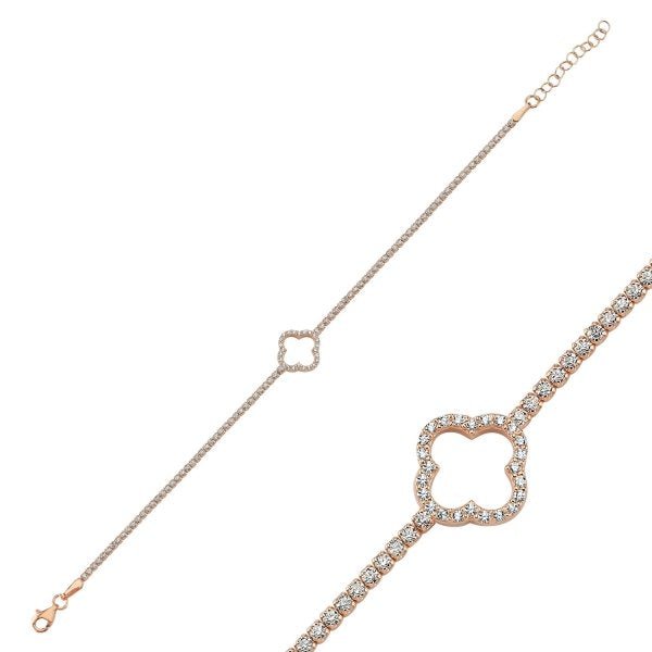 Quatrefoil Tennis Bracelet In Sterling Silver - Zehrai
