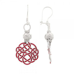 Red Kazaz Turkish love knot earrings in pure silver - Zehrai