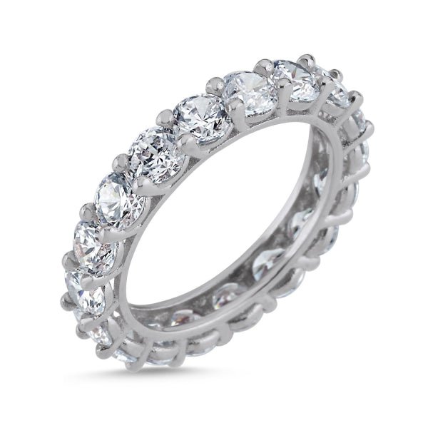Rhodium Plated Eternity Ring In Sterling Silver - Zehrai