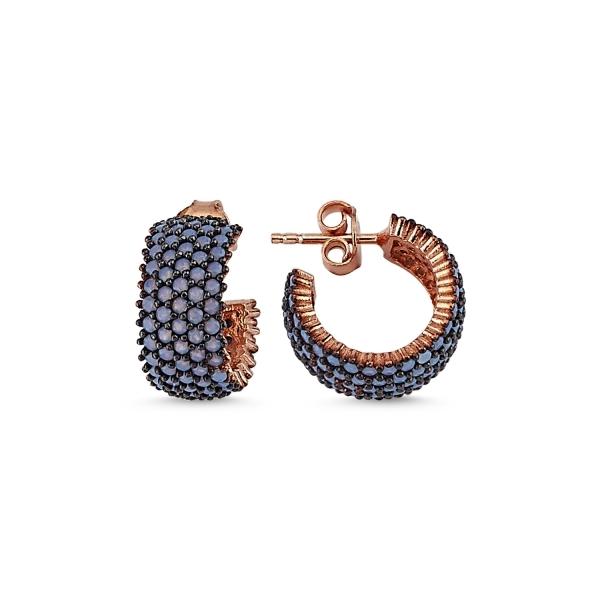 Rose gold plated Blue eternity earrings in sterling silver - Zehrai