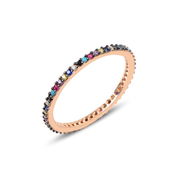 Rose gold plated rainbow eternity ring in sterling silver - Zehrai