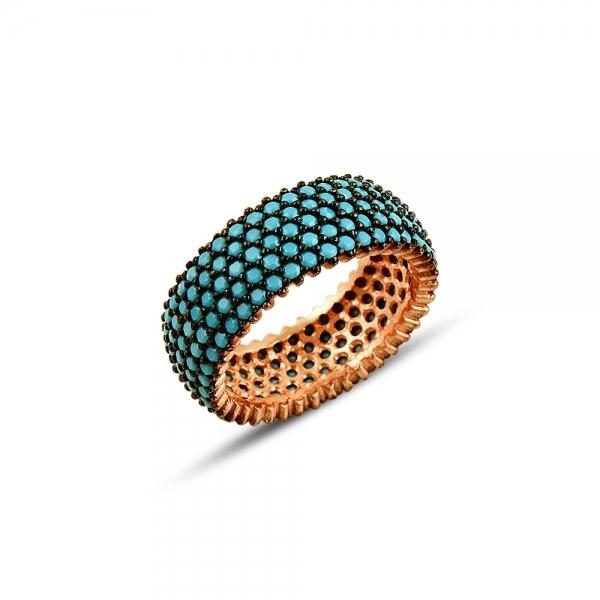 Rose gold plated Turquoise Eternity ring in sterling silver - Zehrai