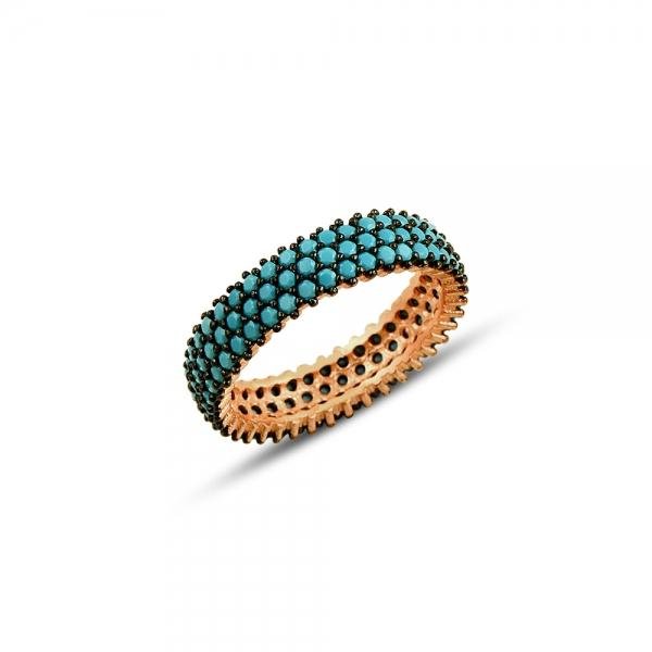 Rose gold plated Turquoise eternity ring in sterling silver - Zehrai