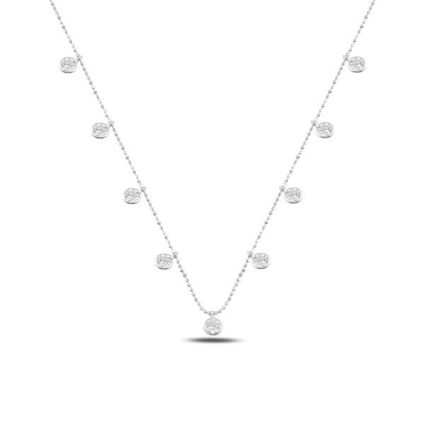 Round cut dangle choker necklace in sterling silver