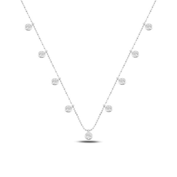 Round cut dangle choker necklace in sterling silver - Zehrai