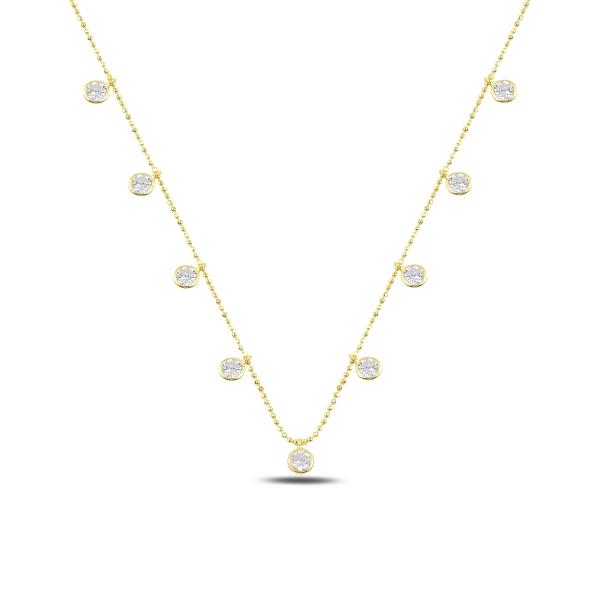 Round cut dangle choker necklace in sterling silver - Zehrai