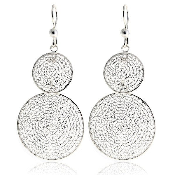 Round drop filigree earrings in sterling silver - Zehrai