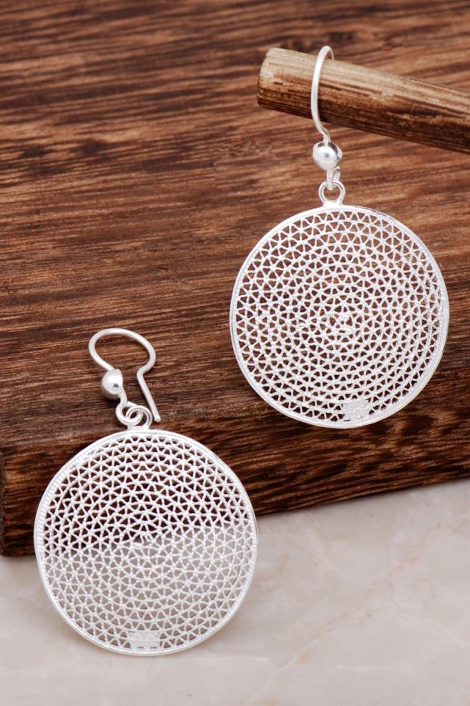 Round filigree earrings in sterling silver - Zehrai
