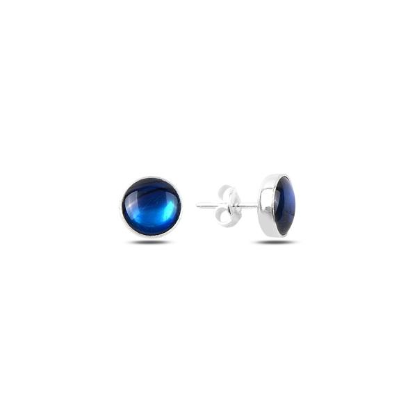 Round natural abalone stud earrings in sterling silver - Zehrai