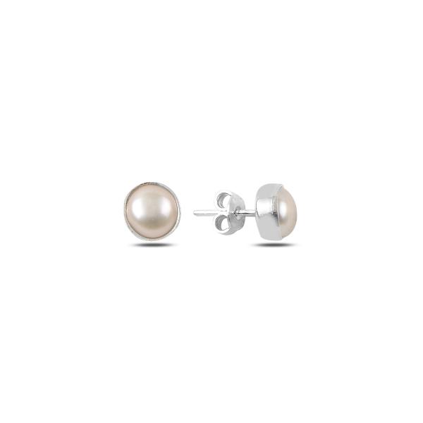 Round pearl earrings in sterling silver - Zehrai
