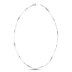 Snake Chain Necklace With Beads In Sterling Silver - Zehrai