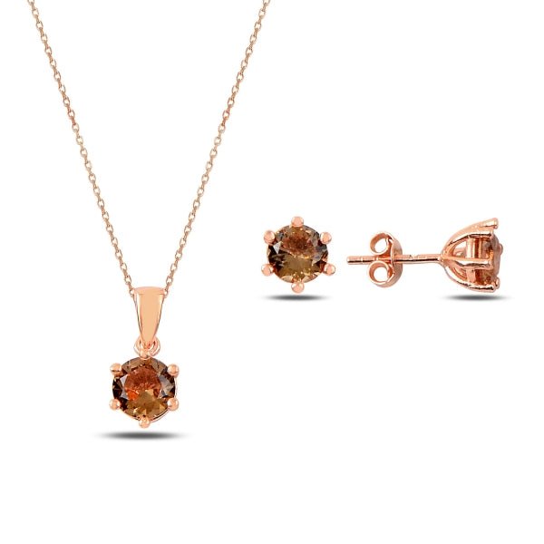 Solitaire Round Cut Created Zultanite Necklace and Earrings set - Zehrai