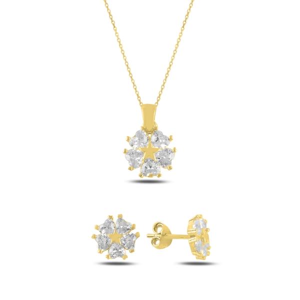 Star - flower necklace and earrings set in sterling silver - Zehrai