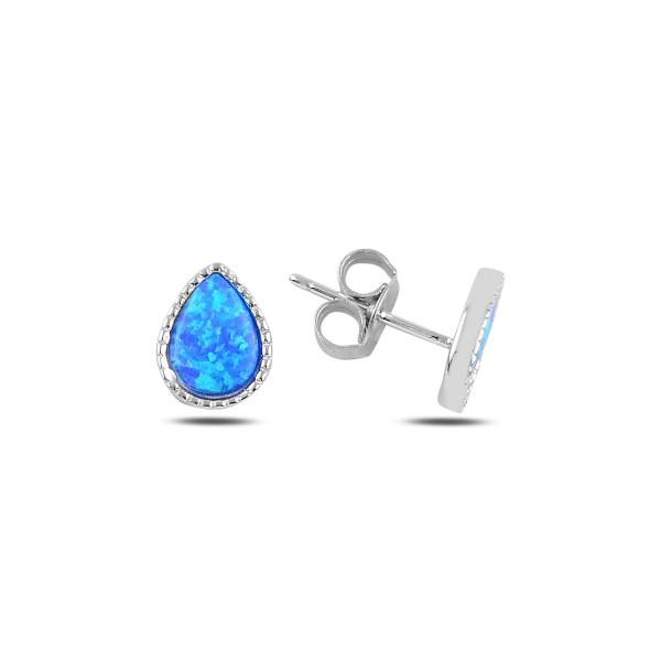 Teardrop created opal earrings in sterling silver - Zehrai