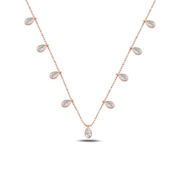 Teardrop dangle choker necklace in sterling silver - Zehrai