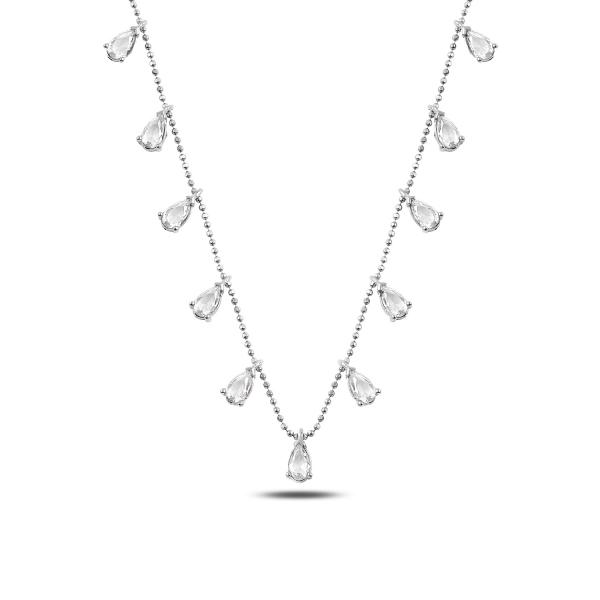 Teardrop dangle choker necklace in sterling silver - Zehrai