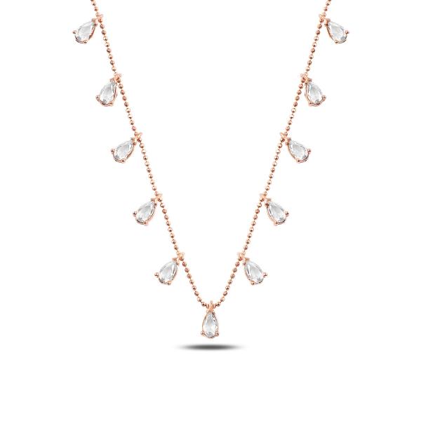 Teardrop dangle choker necklace in sterling silver