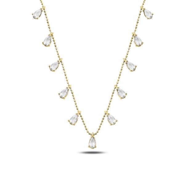 Teardrop dangle choker necklace in sterling silver - Zehrai