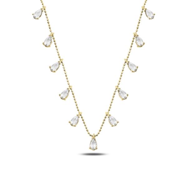 Teardrop dangle choker necklace in sterling silver - Zehrai