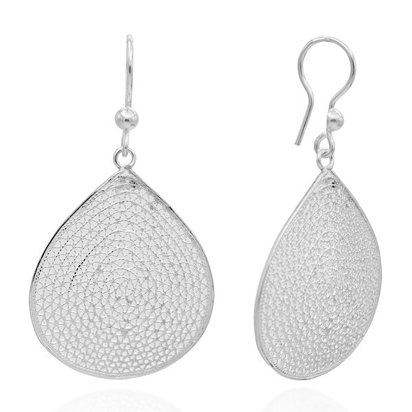 Silver filigree drop earrings deals