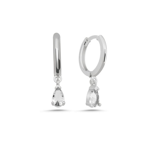 Teardrop Huggie Hoop Earrings In Sterling Silver - Zehrai