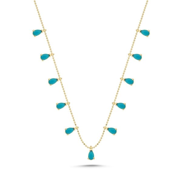 Turquoise Dangle Choker Necklace in Sterling Silver