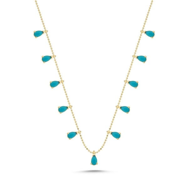 Turquoise Dangle Choker Necklace in Sterling Silver