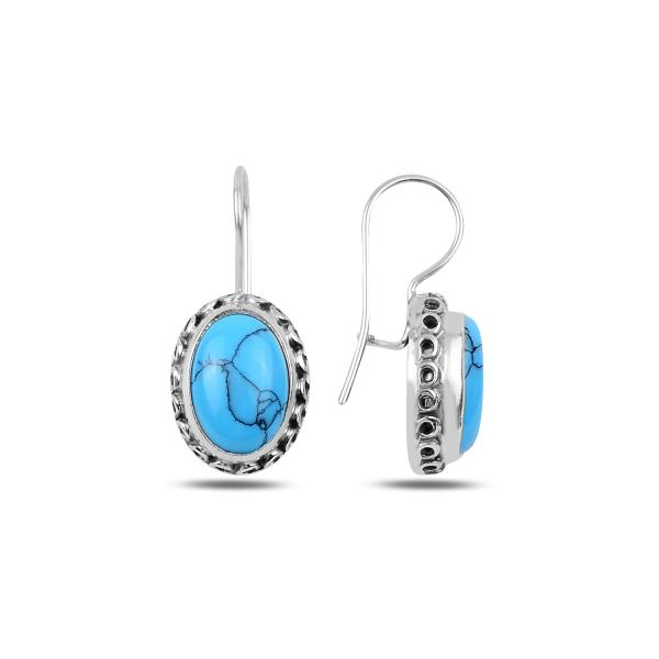 Turquoise Earrings In Sterling Silver - Zehrai