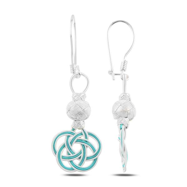 Turquoise Kazaz Turkish love knot earrings in pure silver - Zehrai